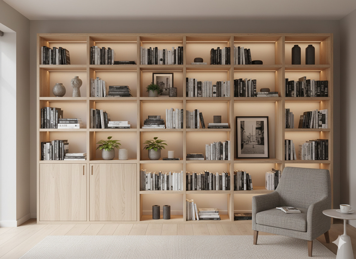 Håndlagd bokhylle i bjørk